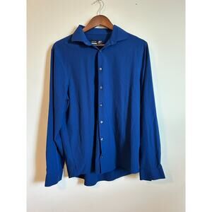 J Ferrar Long Sleeve Shirt M Blue 15 1/2 34-35 Regular Stretch Button Extreme